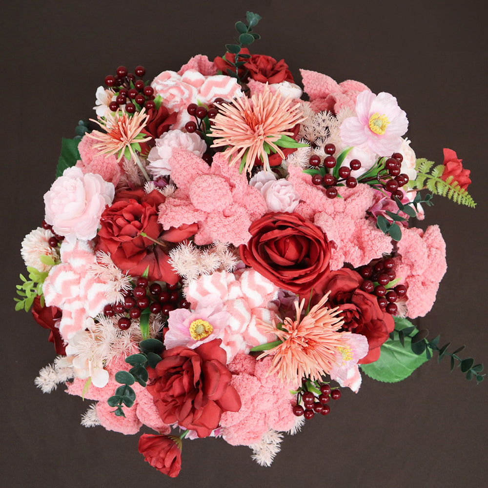 Towel Flower Table Arrangement - Red Rose
