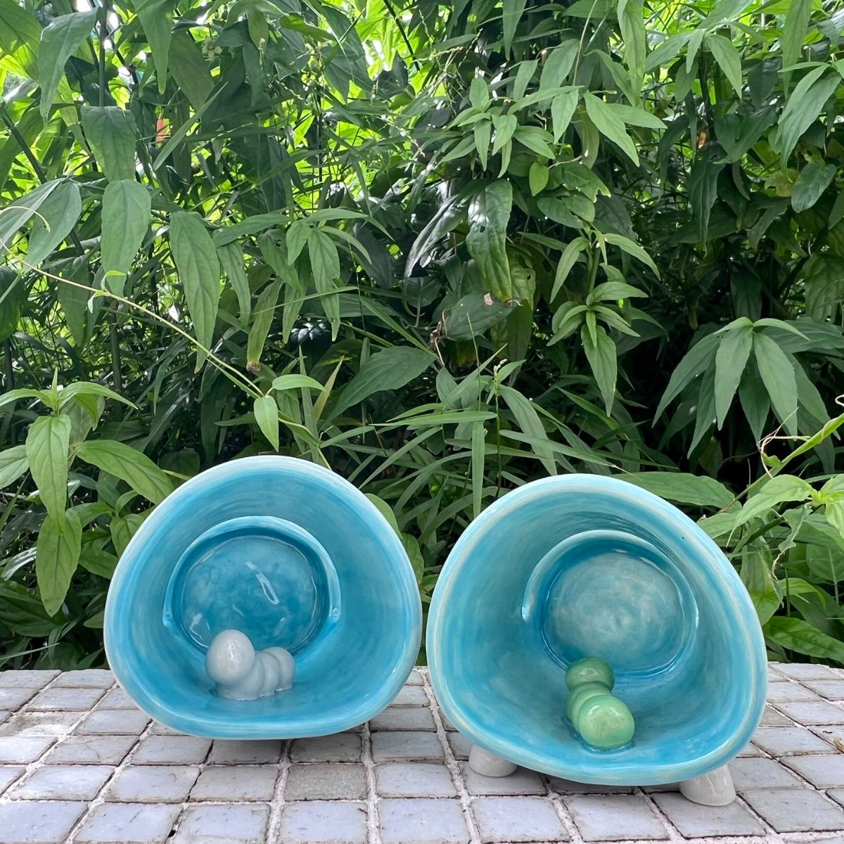 毛毛蟲陶瓷環保喇叭 | 藍色