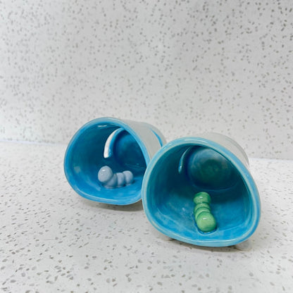 毛毛蟲陶瓷環保喇叭 | 藍色